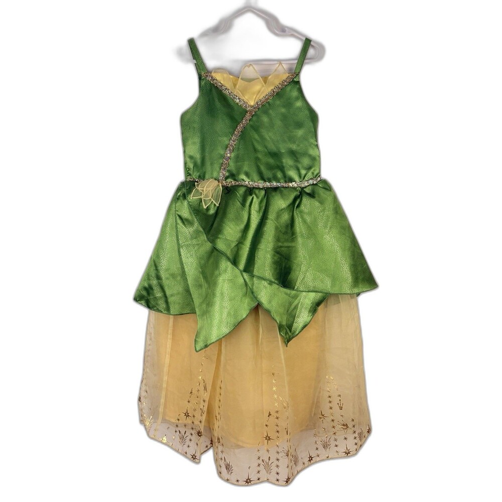 Disney Princess Tiana Dress Size 5/6 Costume Yellow Green Dress-Up Theme Park